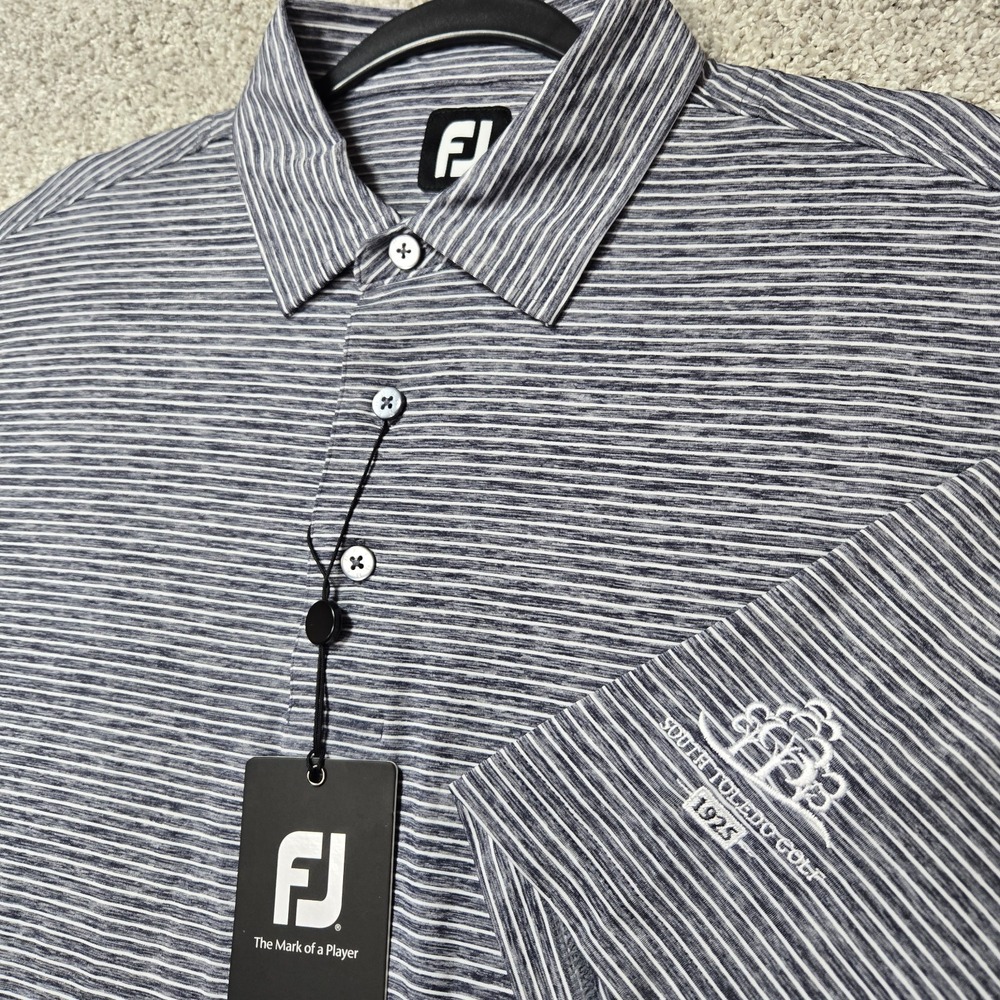 FootJoy golf polo Grey Striped Mens XL Performance ProDry NEW